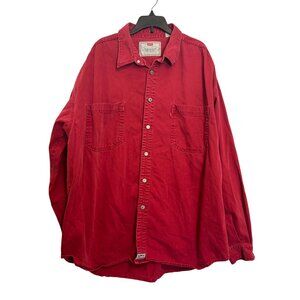 Vintage Levis Red Button-Up Long Sleeve Shirt Mens XL 100% Cotton Vintage Made I